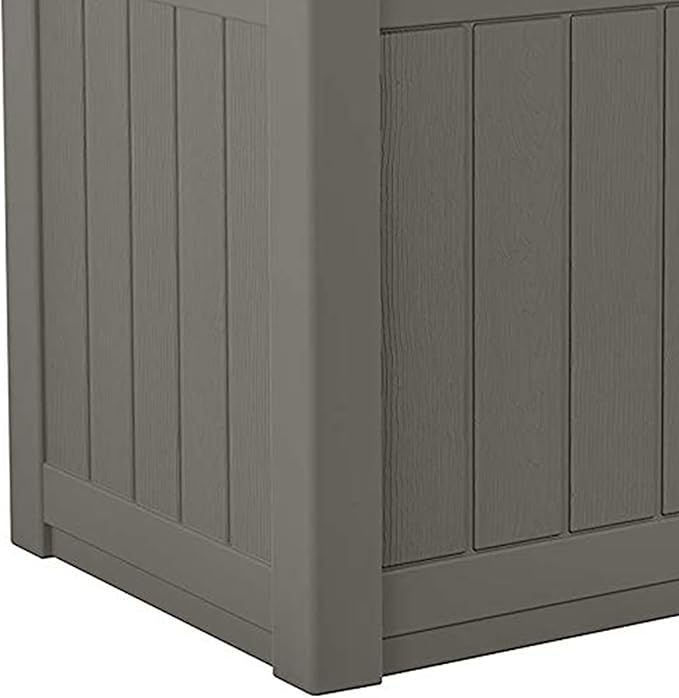 Suncast 22 Gallon Indoor or Outdoor Backyard Patio Small Storage Deck Box with Attractive Bench Seat and Reinforced Lid, Stone (4 Pack)