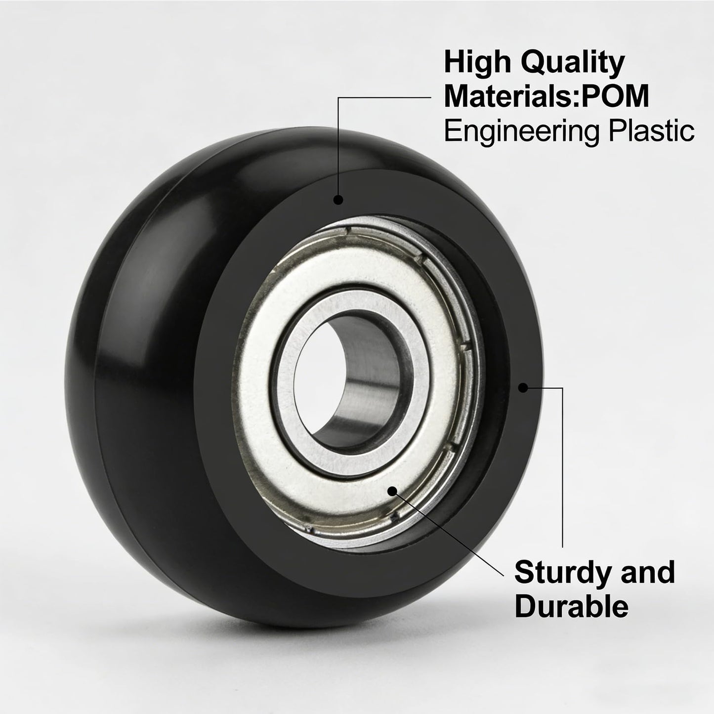 4 Replacement Roller Wheels for Aero Pilates Reformer – Easy to Fit, Smooth & Quiet Glide, Black (Black)