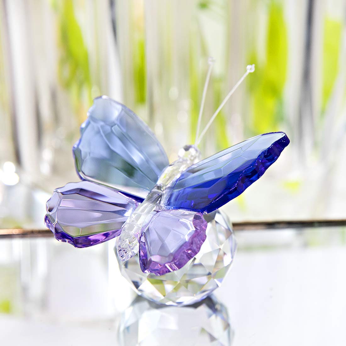 H&D HYALINE & DORA Handmade Butterfly Design Crystal Animal Figurine Collection Paperweight Gift