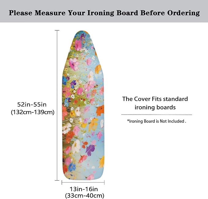 Flower Butterfly Ironing Board Cover and Pad Heat Reflective Stain Resistant