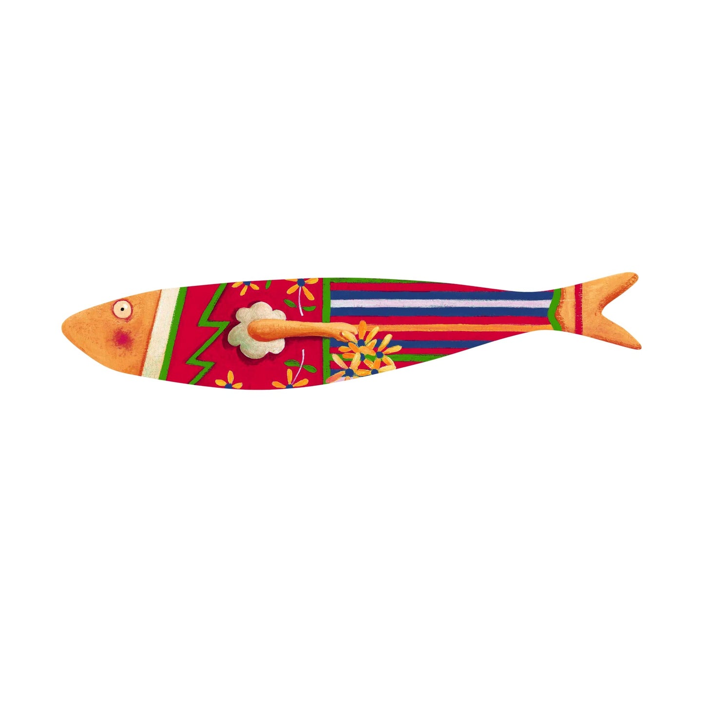 Bordallo Pinheiro + Sardine + Madeira by João VAZ de Carvalho + H 1" W 7" L 1" + Multicolor