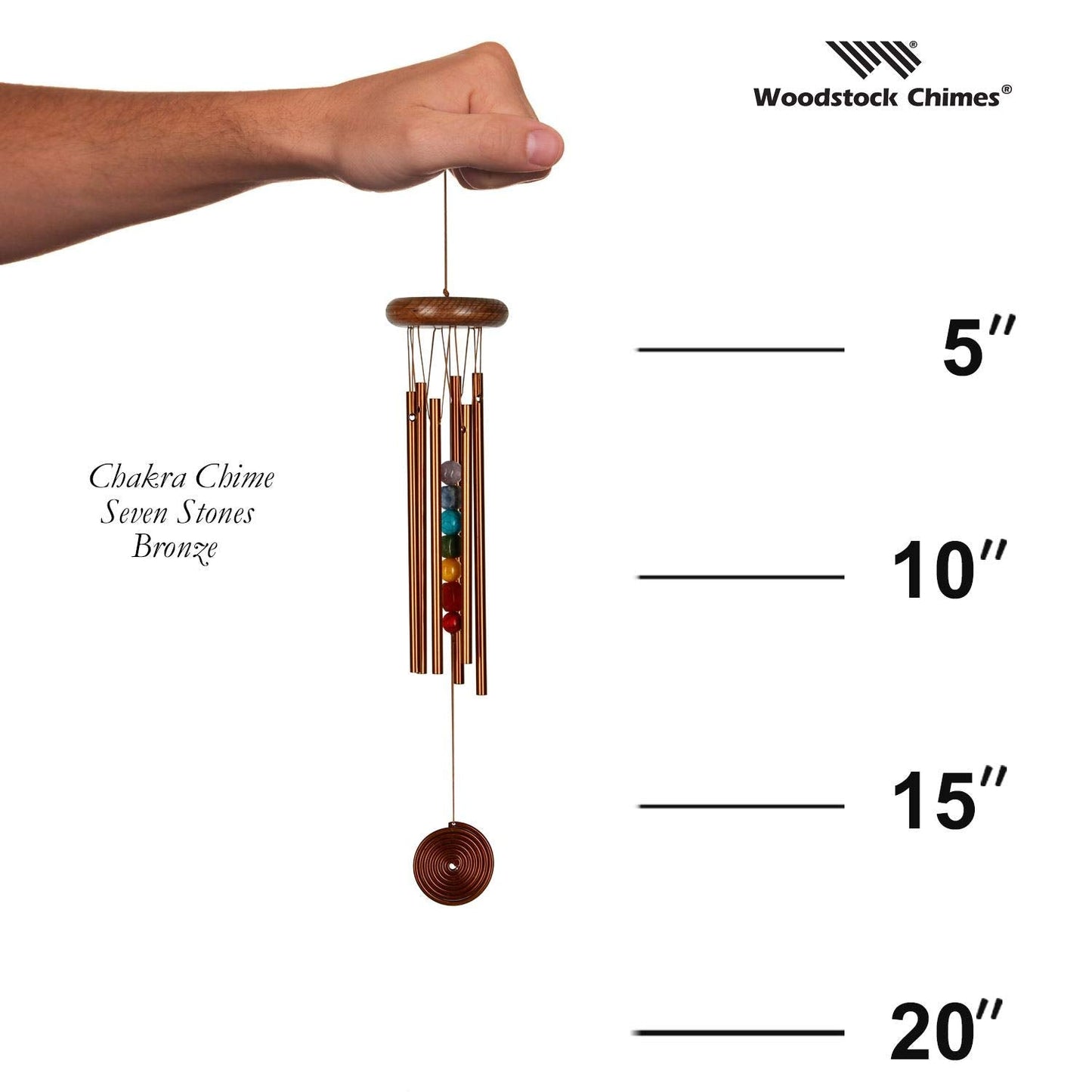 Woodstock Chimes Signature Collection, Woodstock Chakra Chime, 17'' Bronze Eastern Energies Wind Chimes for Outdoor, Patio, Home Garden Decor (CC7BR)