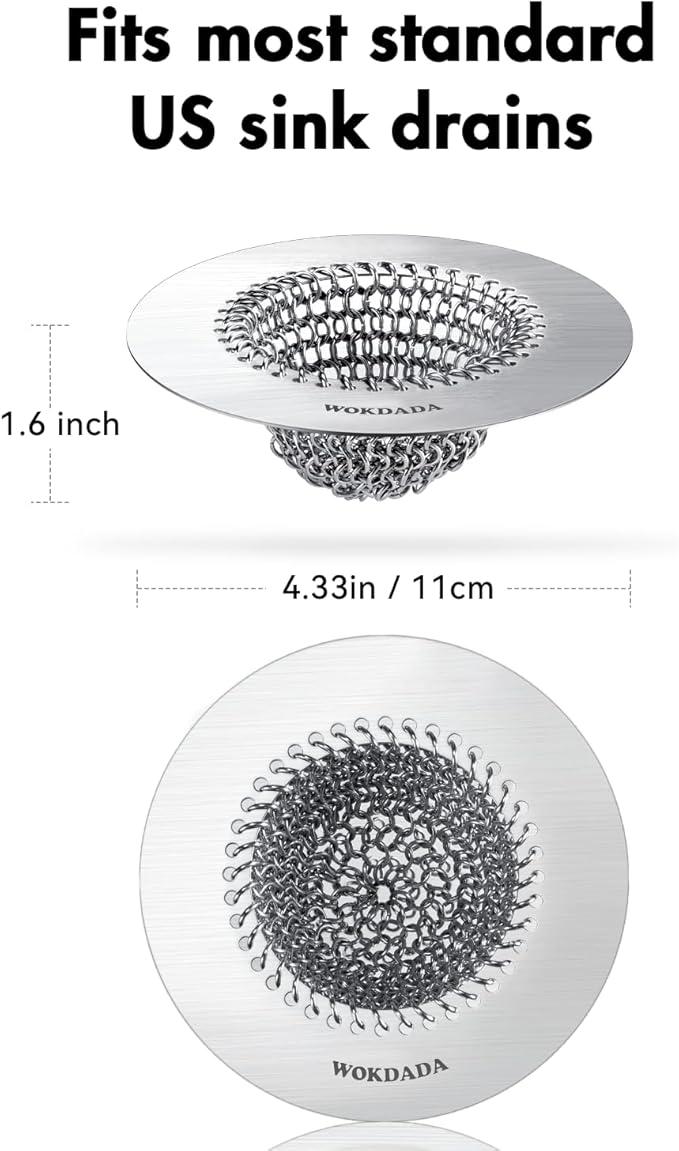 4 PCS Kitchen Sink Drain Strainer, Flippable Mesh Sink Strainer, 304 Stainless