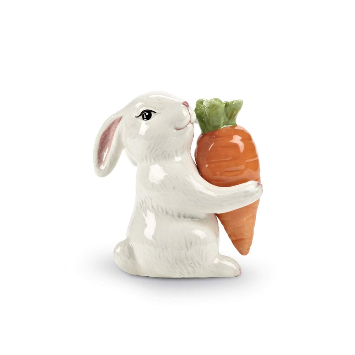 Abbott Collection Bunny & Carrot Salt & Pepper Shaker Set - Ceramic, White/Orange (3.5 inches H)