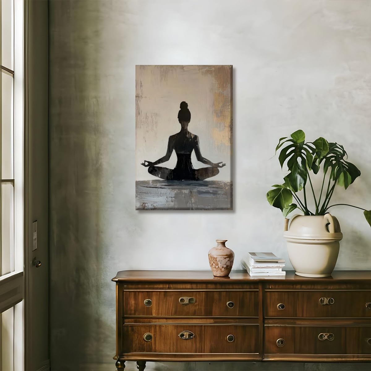 Meditation Wall Art Minimalist Yoga Pose Poster Zen Decor Calming Corner Canvas Prints Mindfulness Wellness Art for Yoga Studio Decor 12x18inch Unframed