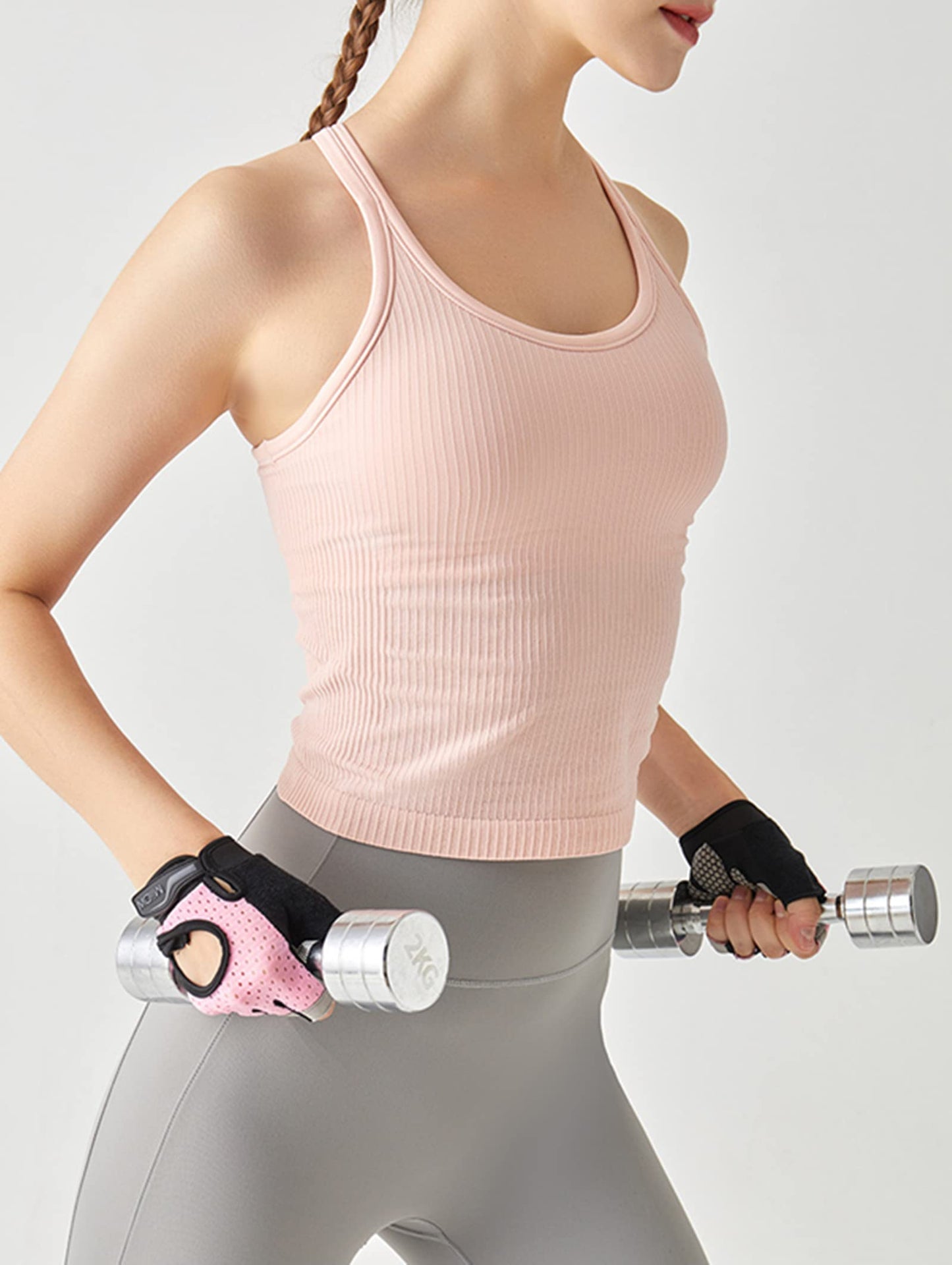 sphinx cat Short Racerback Yoga Tank Tops for Women Ribbed Built in Bra Workout Top Peach XL