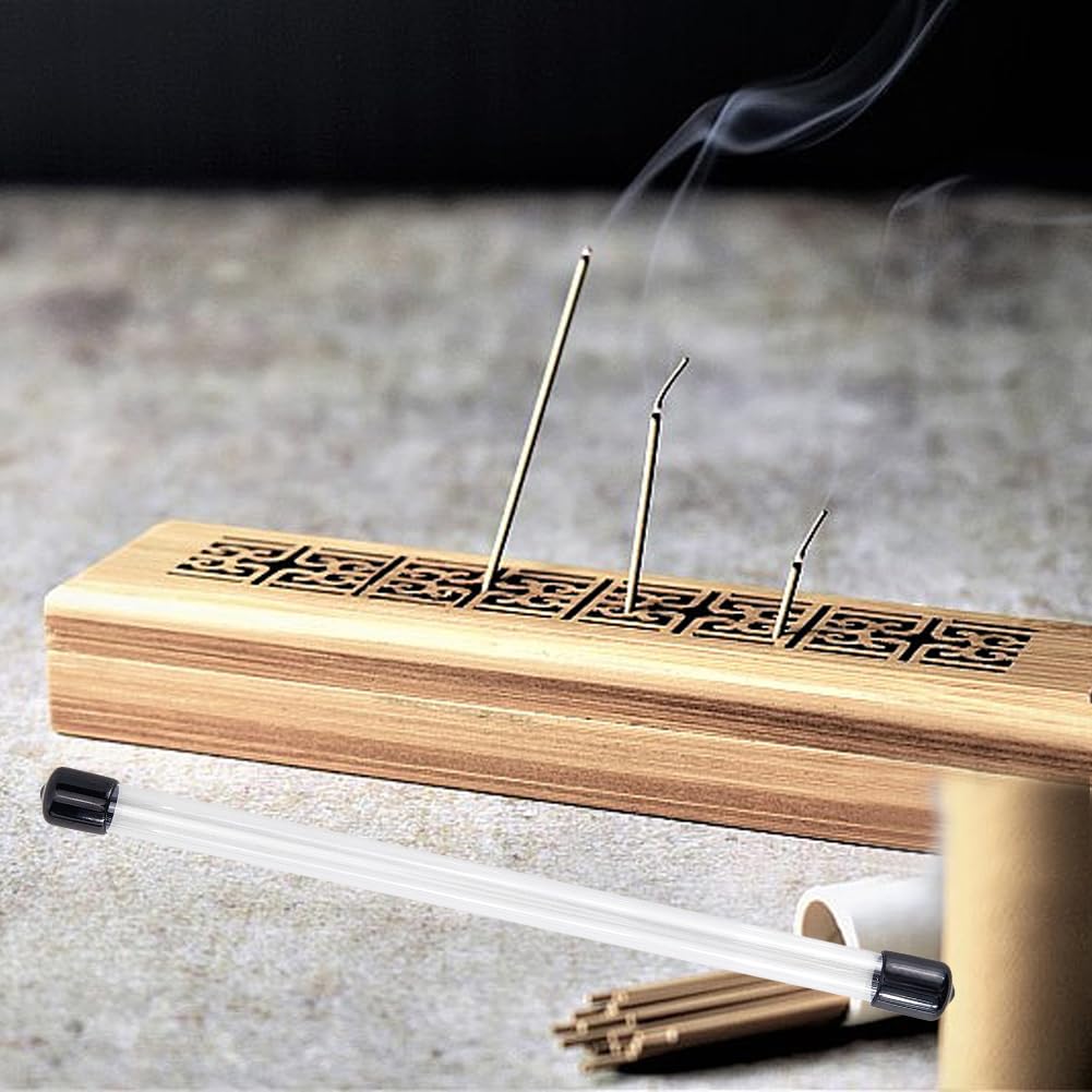 CREATCABIN 15Pcs Incense Stick Storage Tube Clear Tube Container with Sticker Black Lid 8.9 Inch Transparent Clear Column Protector Case Holders for Preserves Incense Aroma Bath Salt Yoga Storage