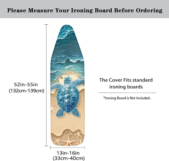 Turtle Iron Board Cover Non Stick Scorch Ironing Board Covers, Art Beach Print