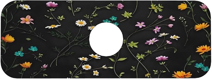 Flower Branch Pattern Design Cute Kitchen sink faucet pad, strong water