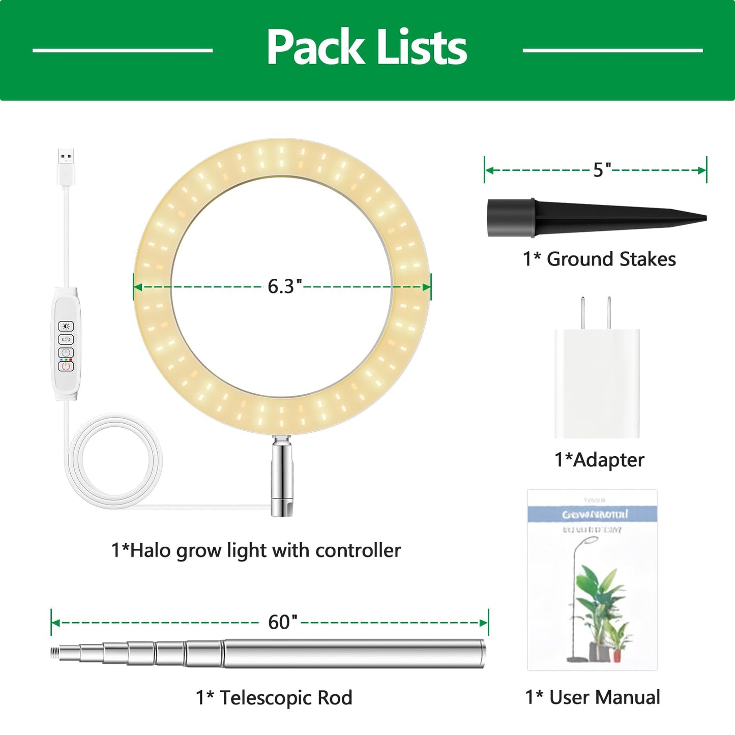 LPMZMBL Grow Lights for Indoor Plants, Indoor Plant Light,80 LEDs Full Spectrum Plant Lights for Indoor Growing with 6/12/16H Timer-W1