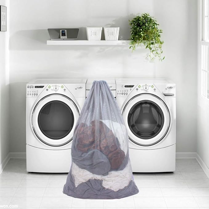 2 Pack Mesh Laundry Bags, 24 x 36 Inches Heavy Duty Drawstring Bag, Travel and