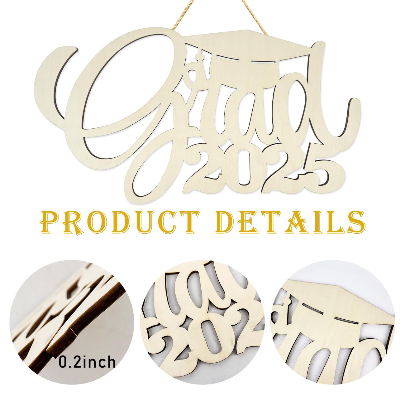2025 Graduation Decorations Wood Cutout Grad 2025 Wooden Sign Graduation Photo Booth Props Class of 2025 Decorations Graduation Picture Props for Graduation Announcements