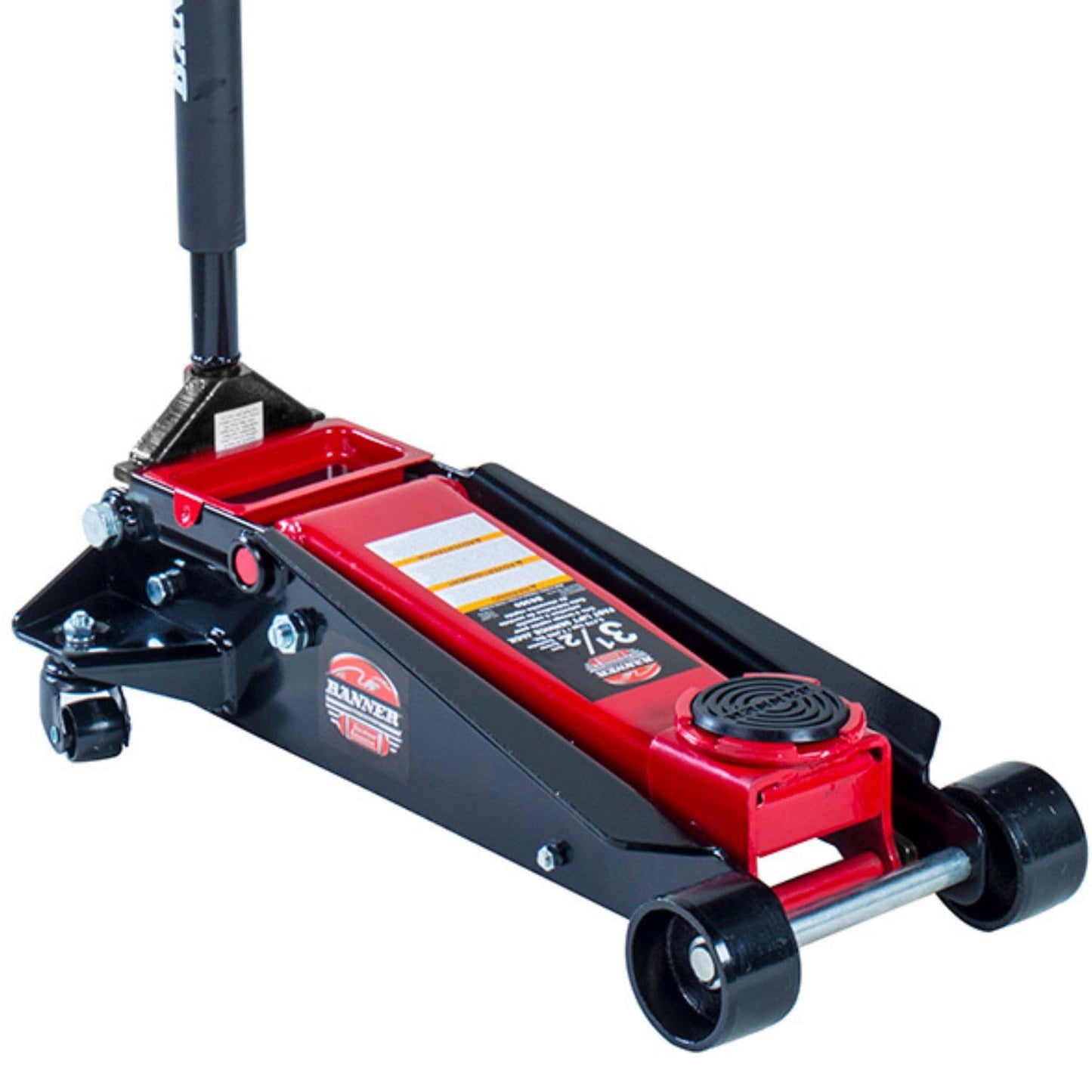 Blackhawk B6350 Black/Red Fast Lift Service Jack - 3.5 Ton Capacity, 28 1/2" L x 13 3/4" W x 6 1/2" H