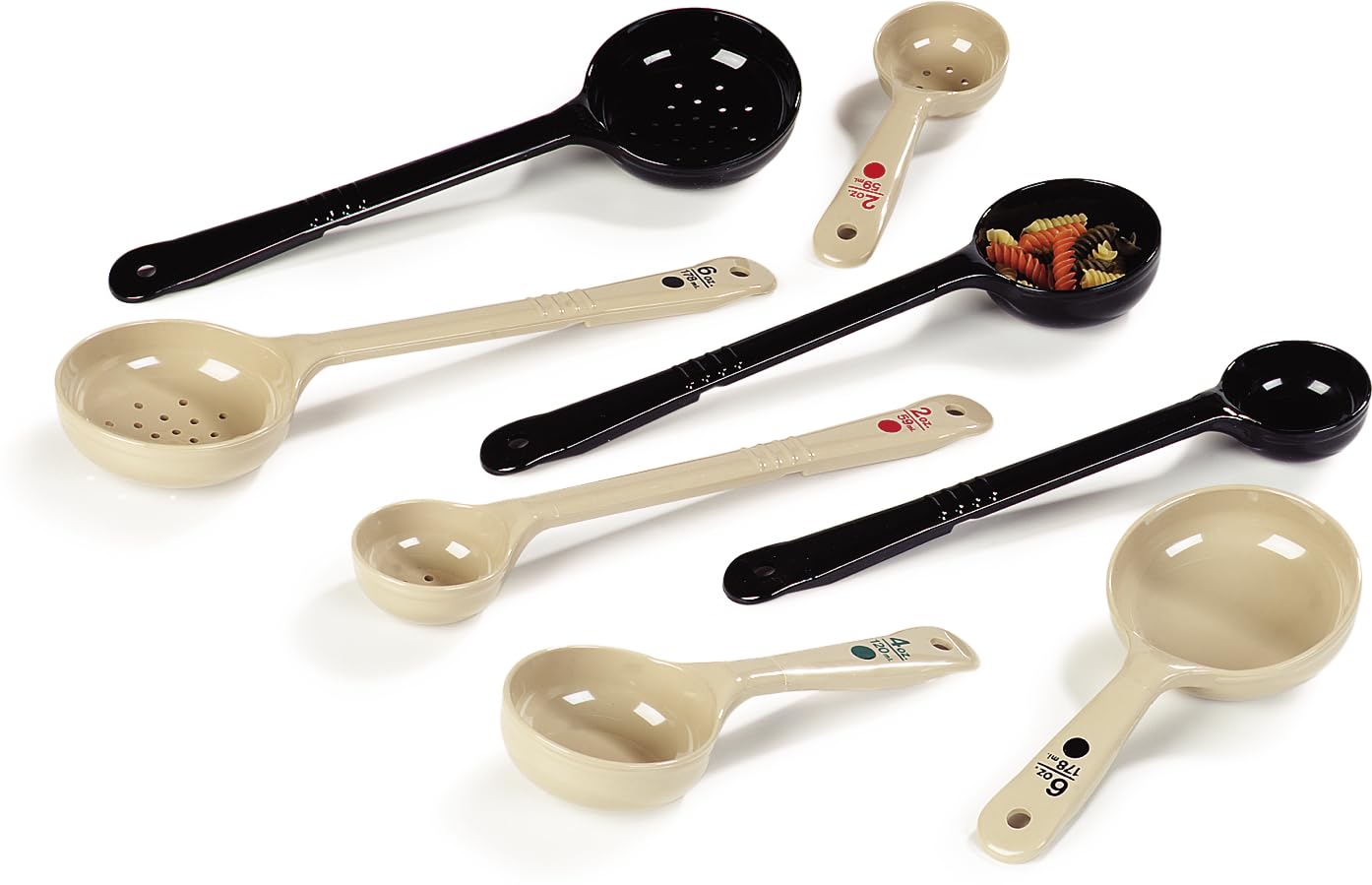 Carlisle FoodService Products Measure Miser Plastic Perforated Measuring Spoon with Short Handle, 2 Ounces, Beige