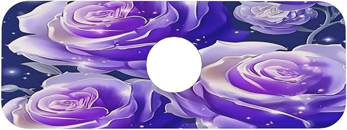 Blue Purple Rose Kitchen sink faucet pad, strong water absorption, anti slip