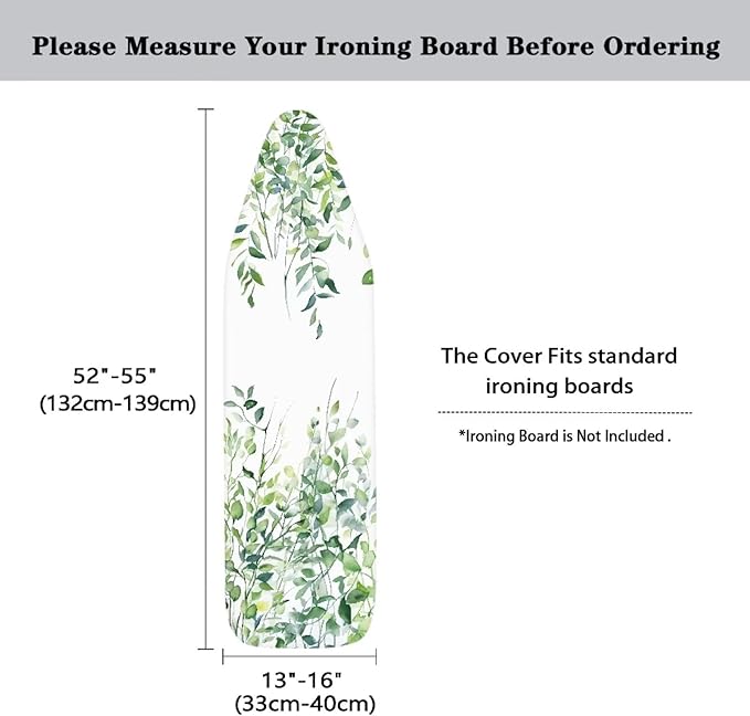 Green Leaves Ironing Board Cover and Pad 15x54 Ironing Table Cover Standard