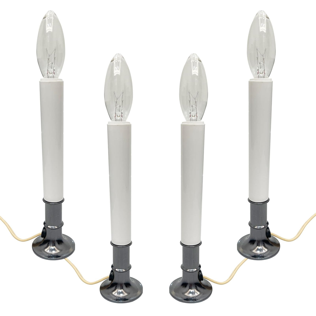 Romasaty Electric Window Candle Lamp, Christmas Window Candles Lights with Nickel Plated Base and C26 Light Bulb, Plug in Candles Lamps for Christmas Home Table Decor- 4 Pack