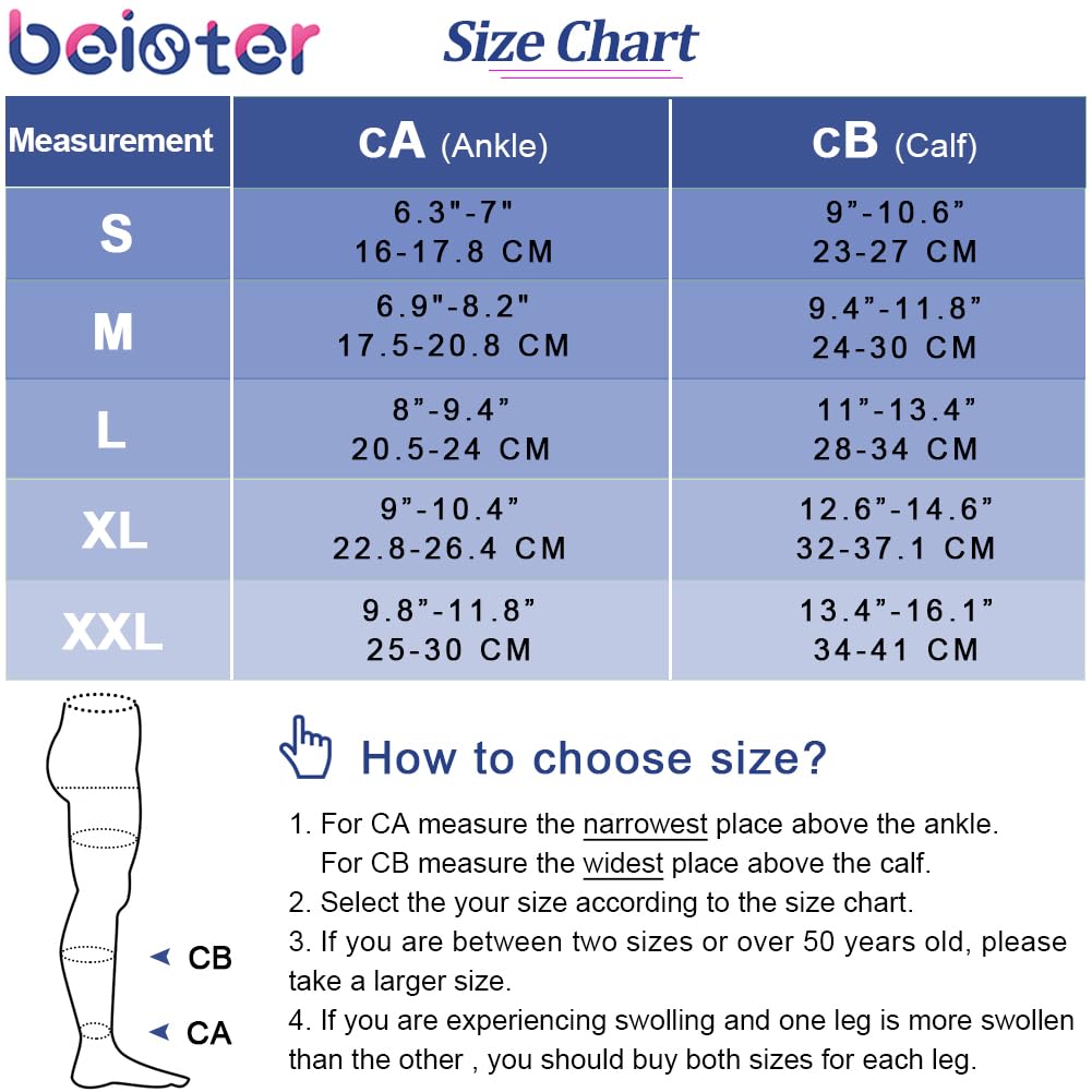 Beister Medical Open Toe Knee High Calf Compression Socks for Women & Men, Firm 20-30 mmHg Graduated Support Hosiery for Varicose Veins, Edema, Flight, Pregnancy (A Pair)