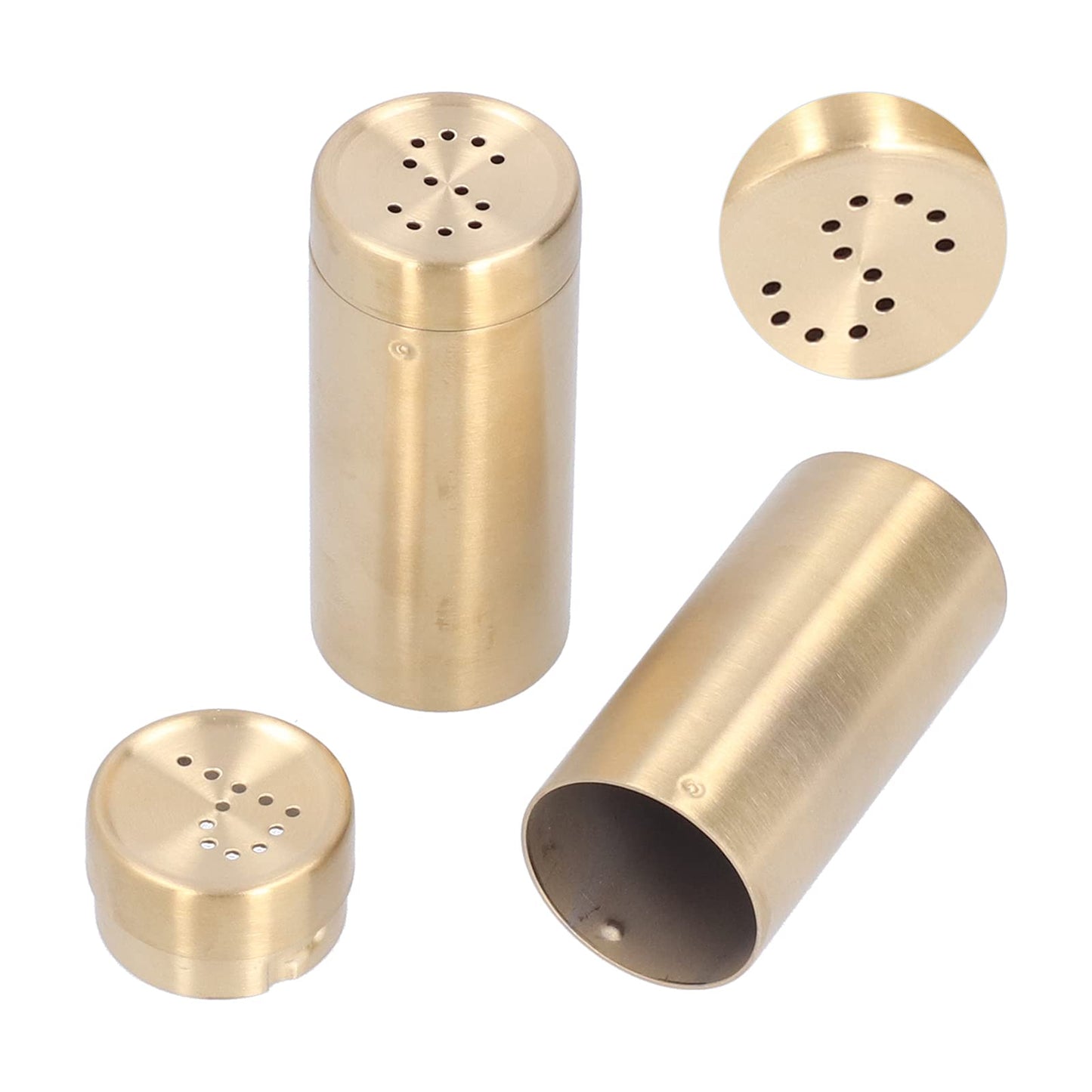 2pcs Salt and Pepper Shakers, Gold Salt And Pepper Shakers Pepper Spice Shakers Stainless Steel Seasoning Bottle Condiment Jar with Cover Ideal For Spices Condiments Herbs