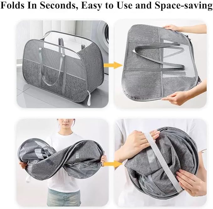 150L Collapsible Laundry Basket, 3-Compartment Foldable Hamper
