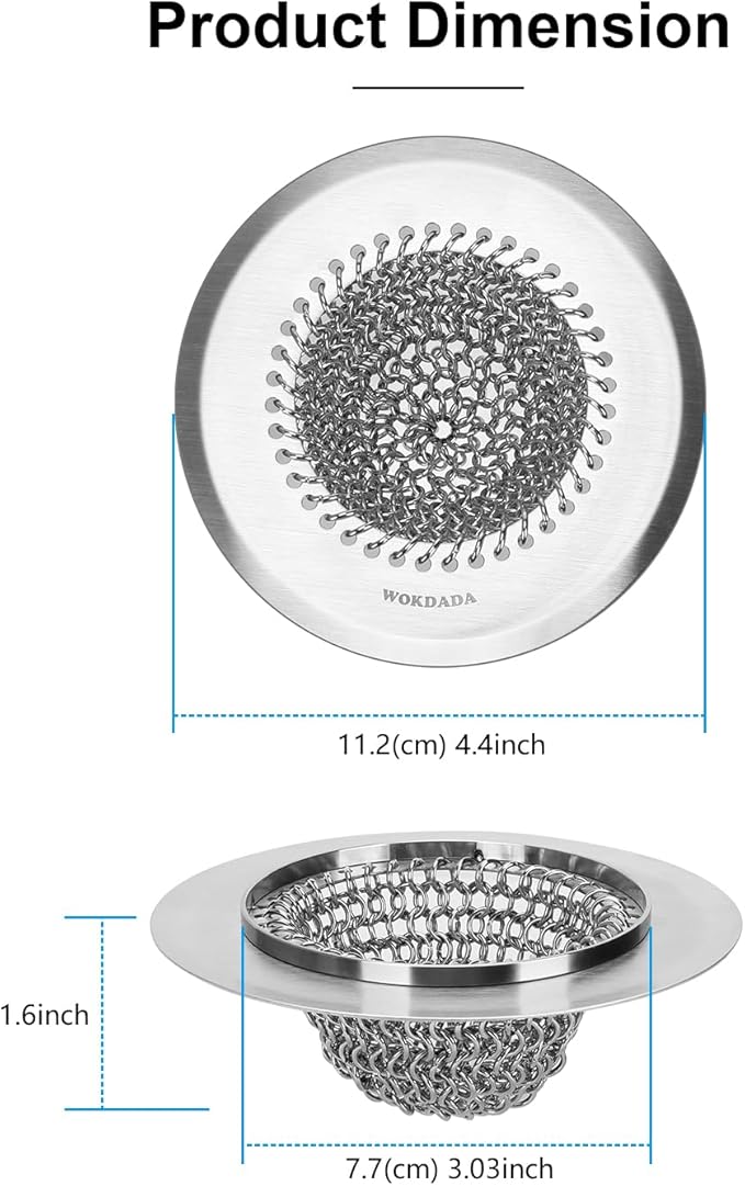 Sink Drain Strainer&Stopper, Anti-Slip Flexible Mesh Sink Strainer