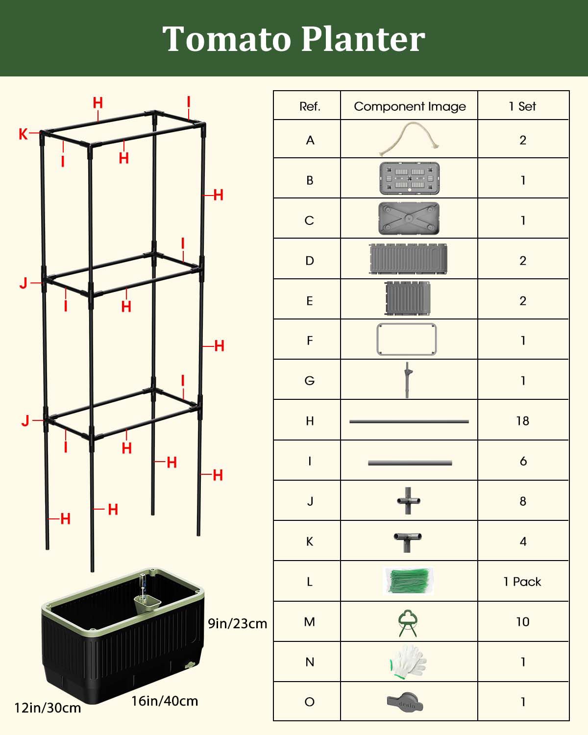MQJIAZHI Self Watering Tomato Planter with Trellis, Rectangular Tomato Cages Trellis for Raised Garden Bed, Tomato Planters Box for Garden Pots Patio Indoor Outdoor (Rectangular, 2PC)