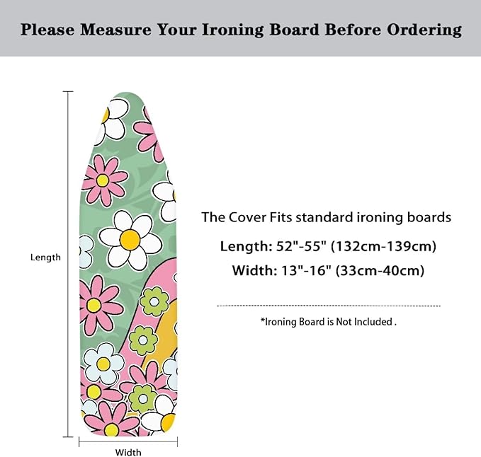 Daisy Stripe Ironing Board Cover Resist Scorching Table Top Ironing Board Cover