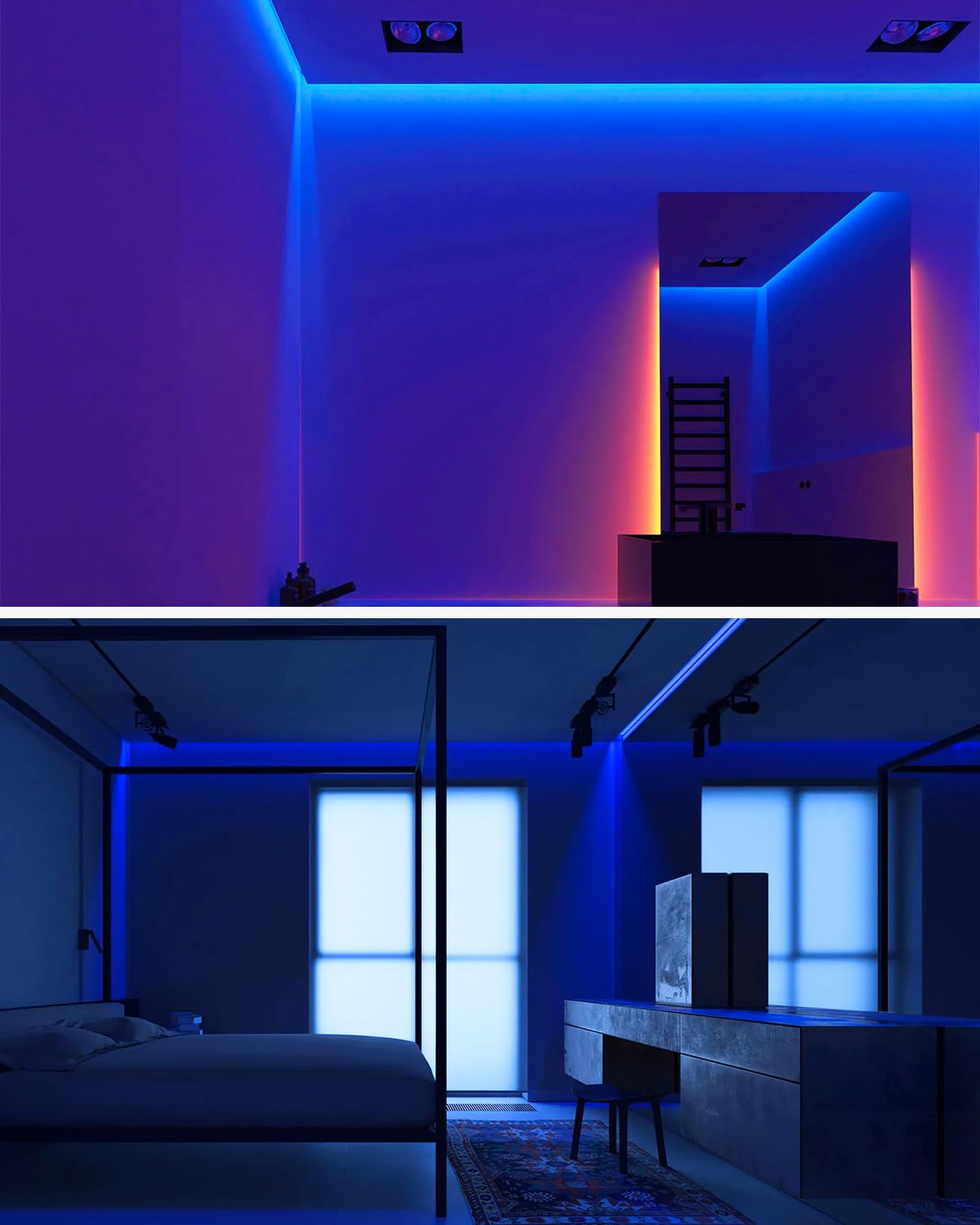 Aclorol 32.8ft Blue Led Strip Lights COB Led Strip Light 24V Flexible LED Tape Light for Bedroom Kitchen Cabinet Closet Other Home Indoor Decor 3200Leds 10M(Power Supply&Dimmer Not Included)