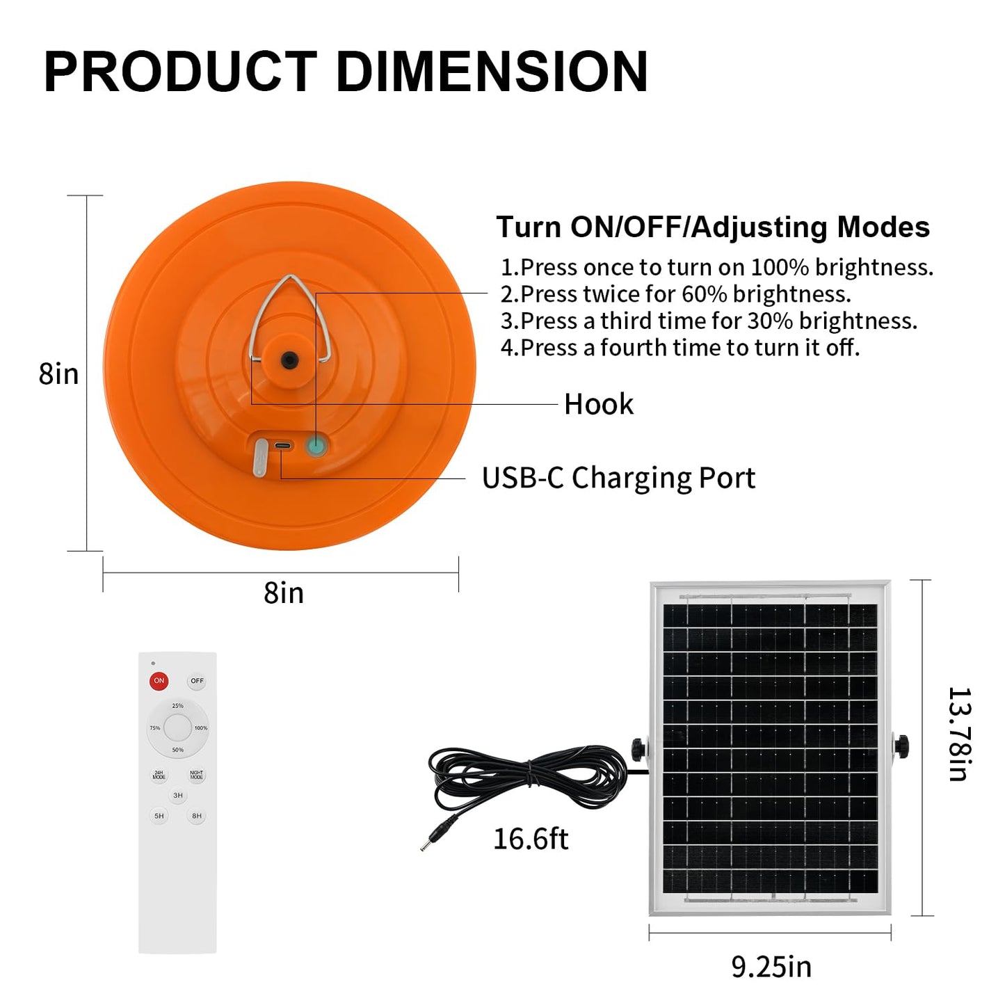 Ladate 96 LED Solar Grow Lights Battery Powered, Full Spectrum Hanging Grow Light for Indoor Outdoor Plants with Timer, Solar Plant Lamp for Greenhouse with Remote Control, 2 Charging Way, 16.6FT Cord