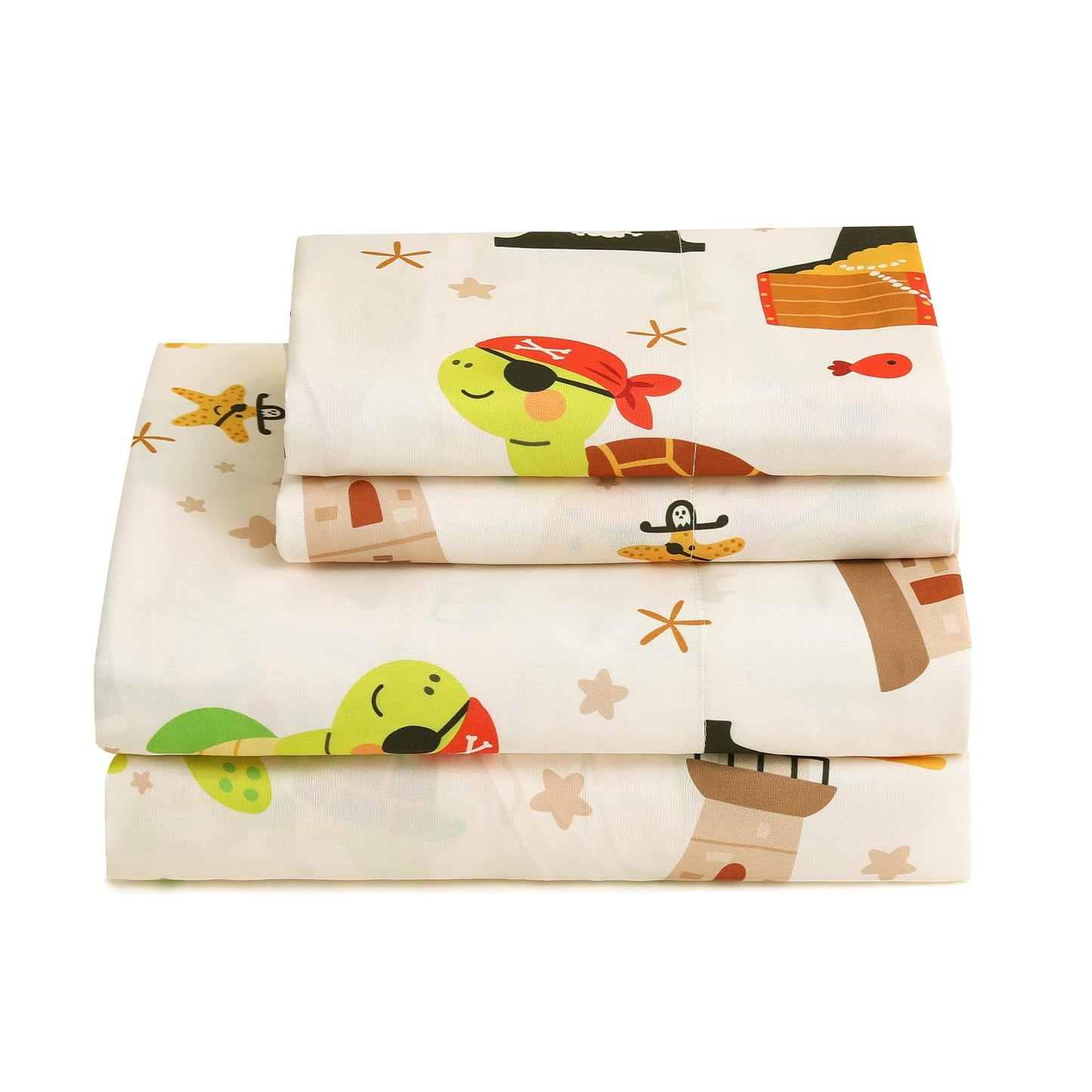 ChicView Queen Sheet Set Kids,4 Pieces Breathable Soft Microfiber Bedsheets for Child Boys Girls, Anti Pilling Deep Pockets Easy Care Bed Sheets, Turtle