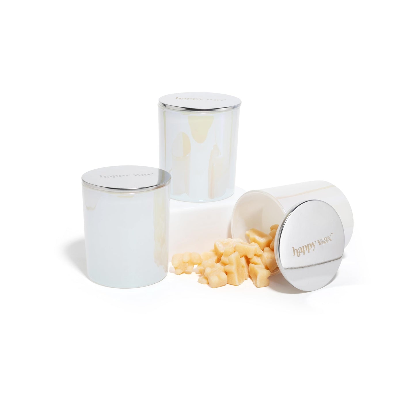 Happy Wax Opalescent Glass Storage Container Wax Jars for Scented Soy Wax Melts - 3 Pack