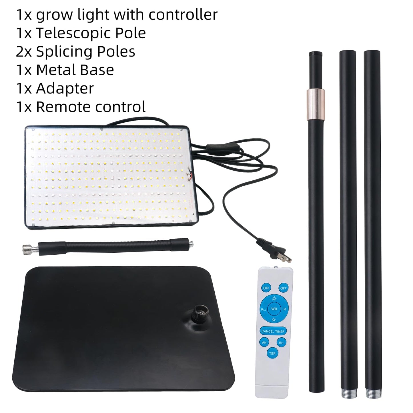 Grow Lights for Indoor Plants, LED Full Spectrum Plant Grow Light with Stand, Adjustable Height Growing Lamp with Remote Control, 4/8/12H Timer, 10 Dimmable Brightness, 47inch