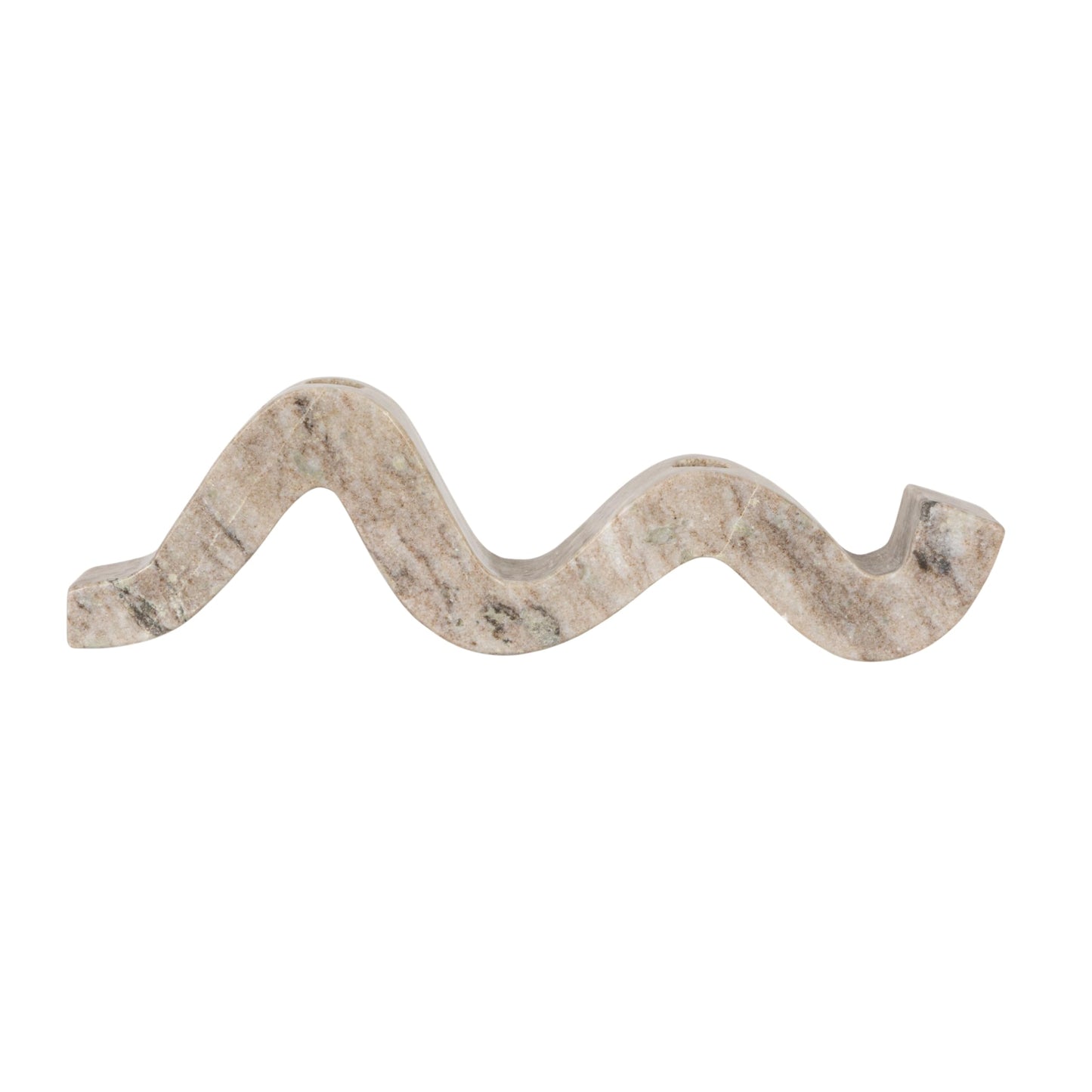 Bloomingville Marble Wave Double Taper Candle Holder, Beige