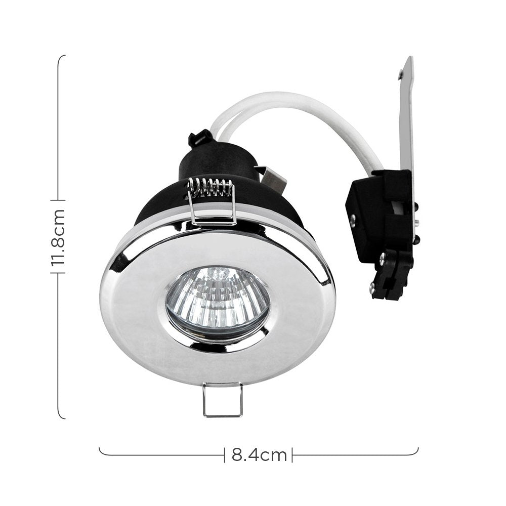 MiniSun | Shower/Soffit Polished Chrome GU10 Recessed Ceiling Downlights | Bath Recessed Lighting, Home Décor & Improvement Essential | Pack of 6