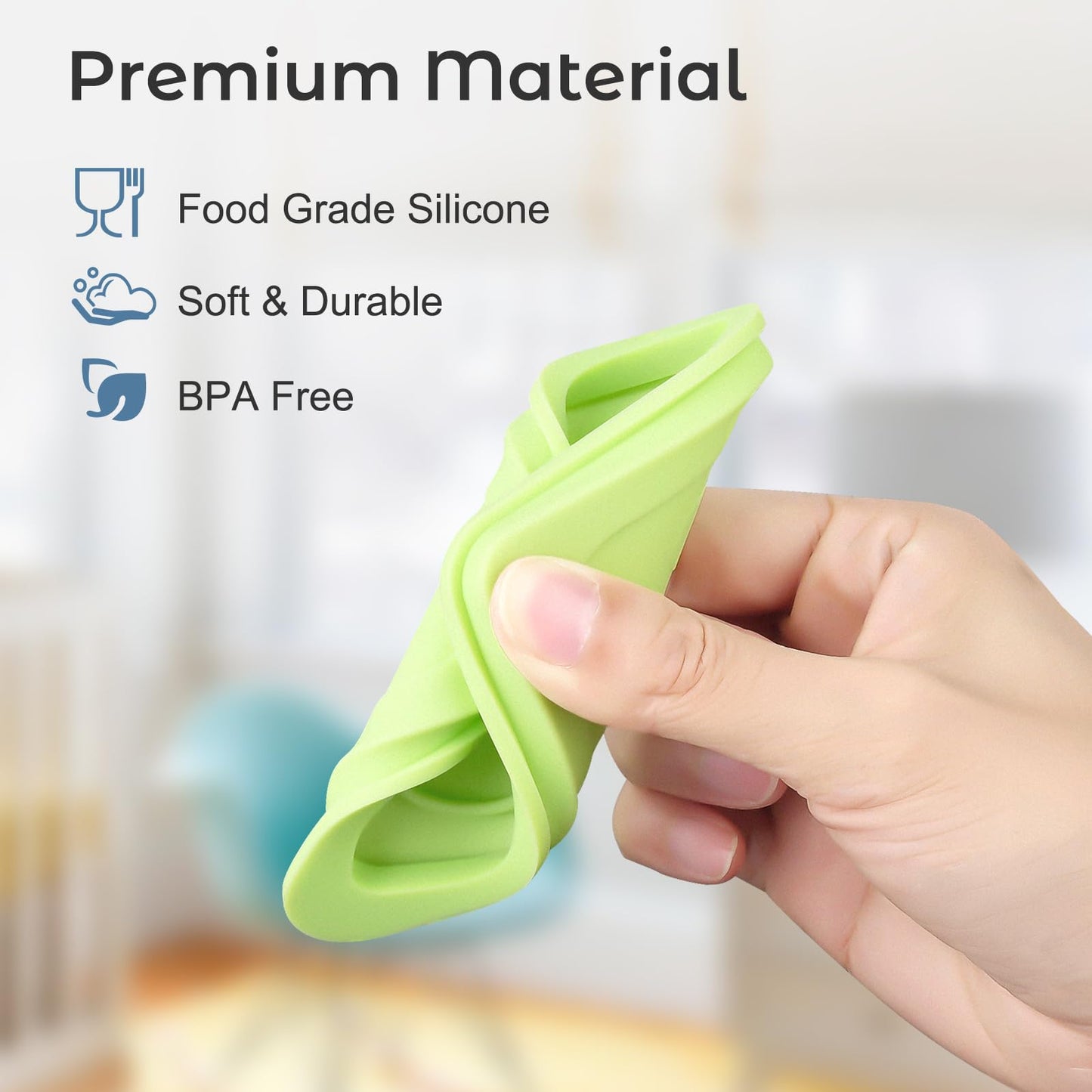 Giichen Baby Food Lids Compatible with Gerber Food Containers, BPA Free Silicone Baby Food Containers Lids for Baby Food Storage, Reusable and Dishwasher Safe - 4 Pack (Container not Included)
