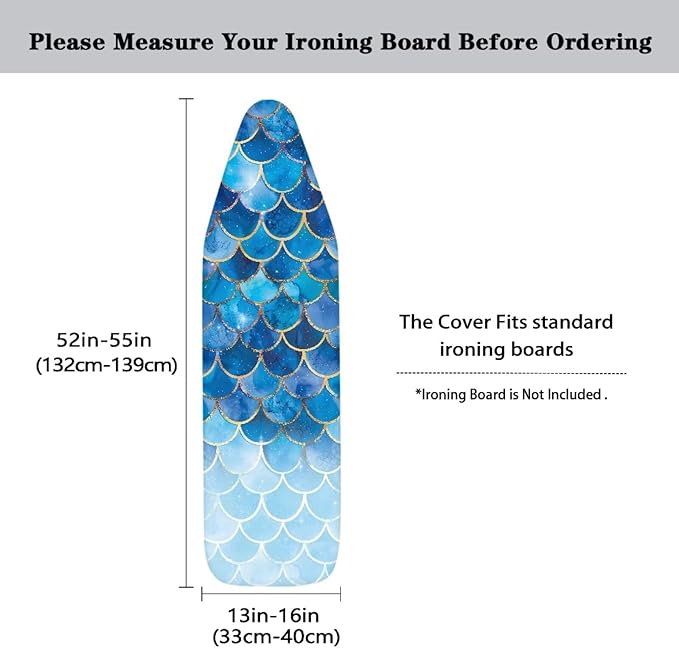 Blue Mermaid Ironing Board Cover and Pad 15x54 Inch