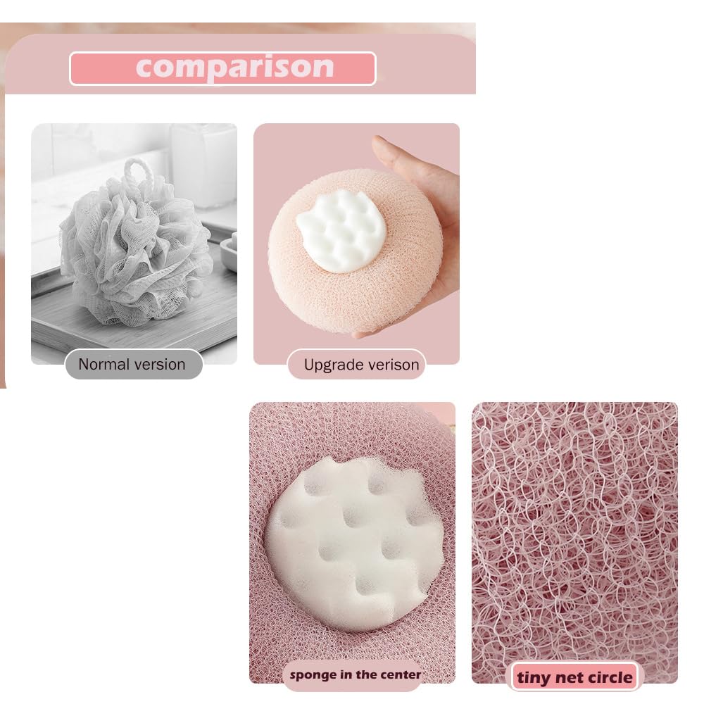 2 Pack Bath Body Brush,Exfoliating Body Scrubber,Bath Sponge Brush to Scrub The Body and Enjoy The Shower(Pink&Blue)…