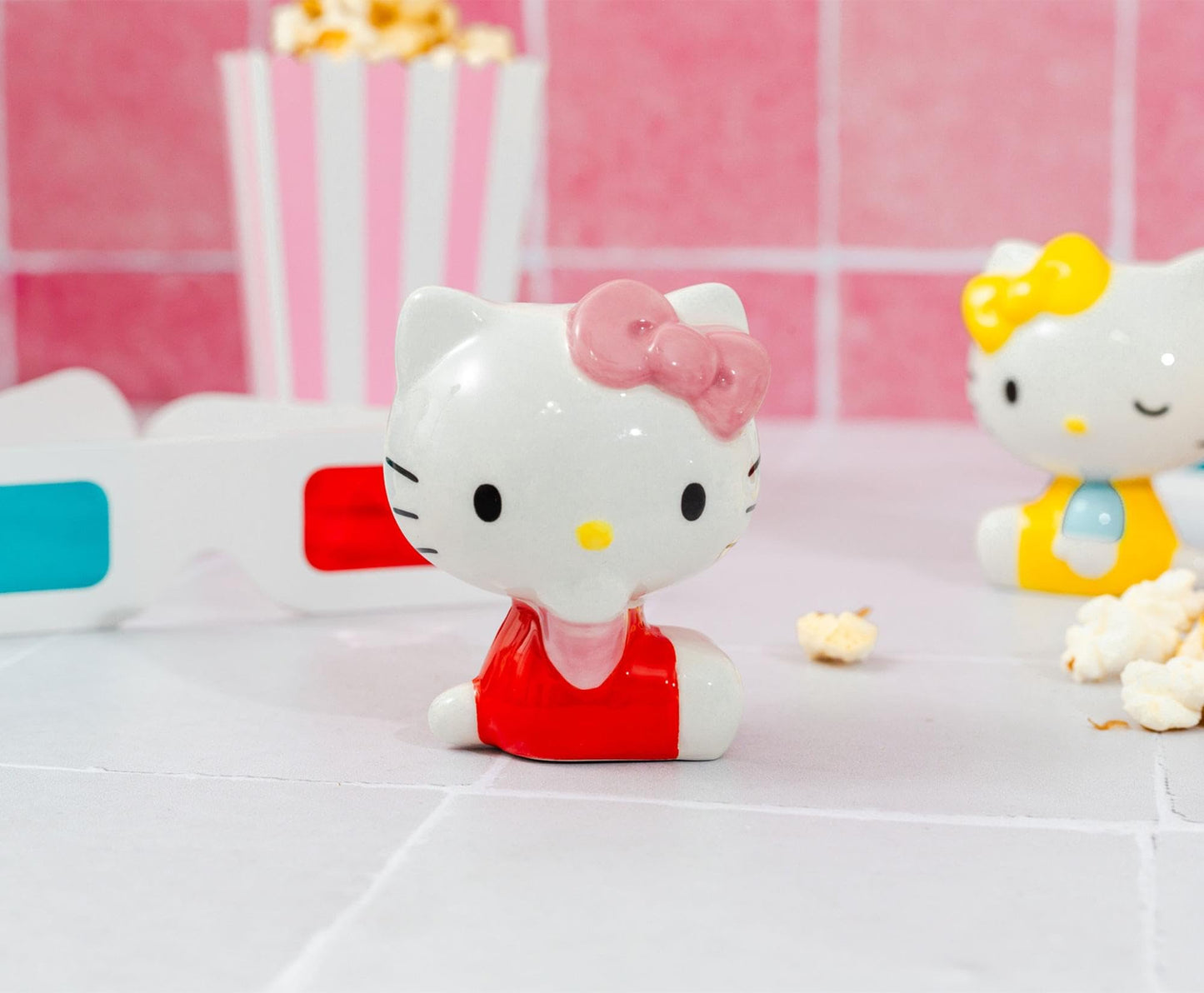 Sanrio Hello Kitty and Mimmy Ceramic Salt and Pepper Shakers, Set of 2 | Spice Dispenser Storage Canisters
