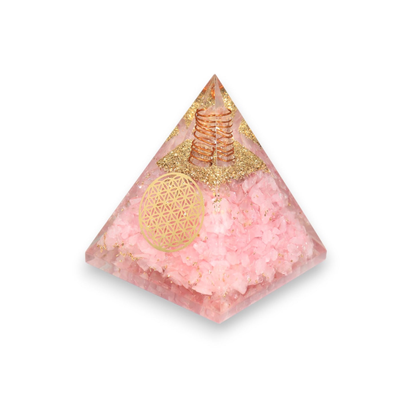 Agate Mart Rose Quartz Pyramid - Healing Crystals for Success - Amplify Meditation with Orgonite Energy, Includes Black Tourmaline Pendant