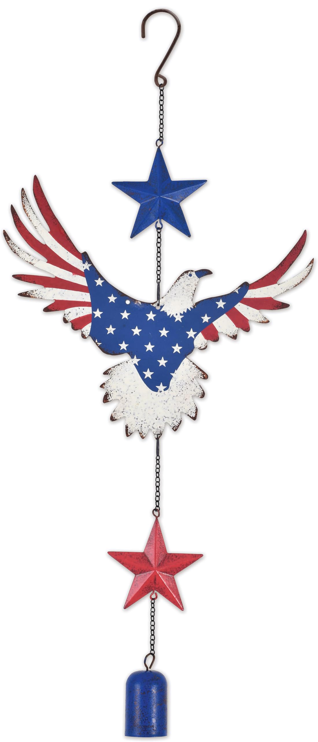Sunset Vista Designs Americana Red White & Blue Patio, Porch or Yard Décor Hanging Wind Bell, Eagle, 19.75-Inch