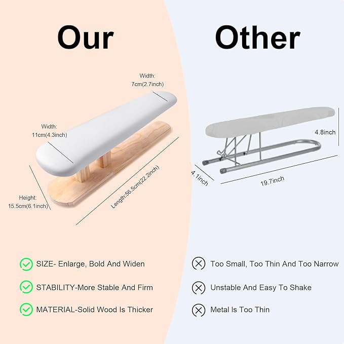 Upgraded Padded Longer Sleeve Ironing Board, Sleeves & Chest Tailor, Portable