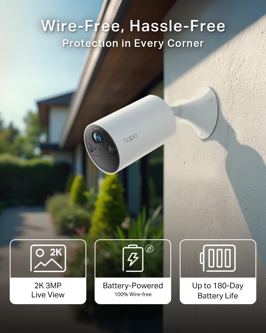 Tapo TC82 2K Battery Security Camera Outdoor Wireless, Indoor & Outdoor CCTV Camera, Colour Night Vision, No Monthly Fee, AI Detection, IP65, 180-Day Battery Life, Works with Alexa & Google