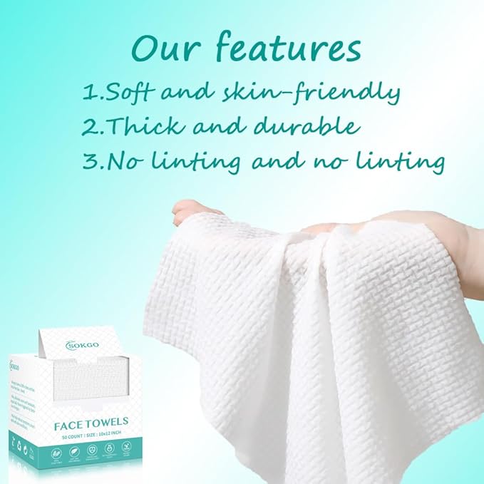 Disposable Face Towels, Facial Cleansing Cloths, Extra Soft Makeup Removing