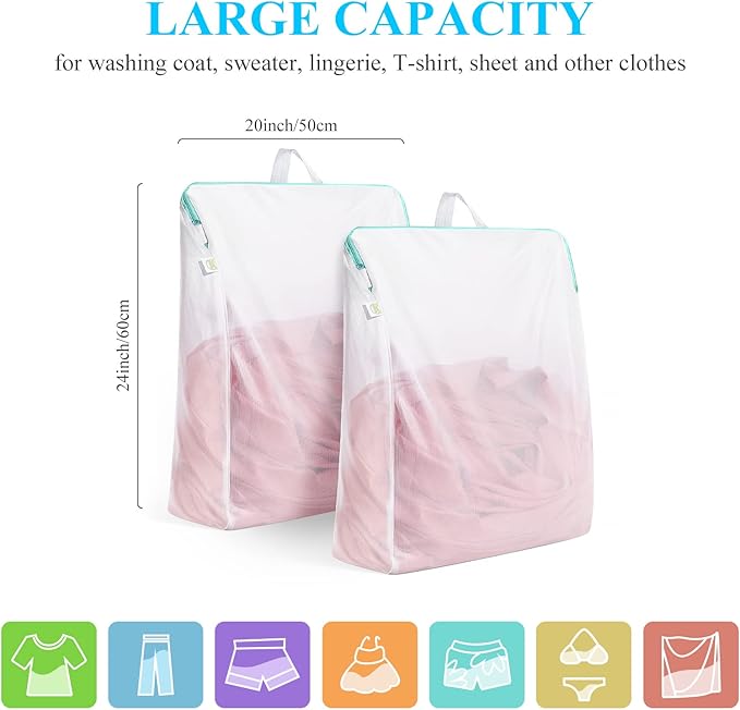 OTraki 20x24 Inch Laundry Bags Mesh Wash Bags 2 Pack Delicates Bag Lingerie