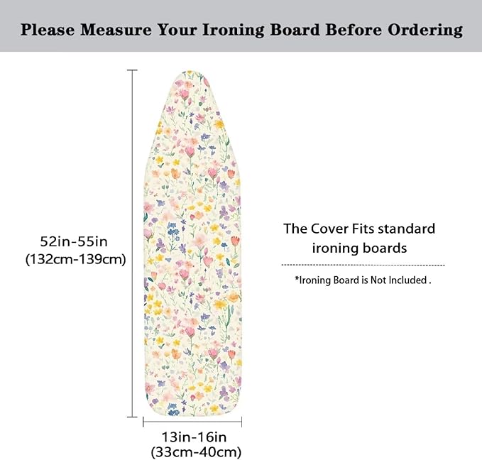 Ditsy Floral Ironing Board Cover 15 x 54 Inch, Colorful Flower Standard Ironing