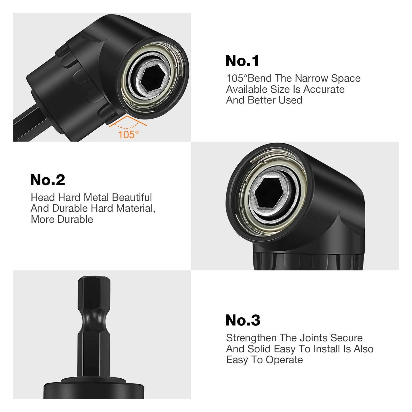 17Pcs Flexible Drill Bit Extension, Include 3Pcs Rotatable Socket Adapter 2Pcs Hex Shank 105° Right Angle Drill Attachment 10 Short Screwdriver Bits 90° Angled Bits and Bendable Extension
