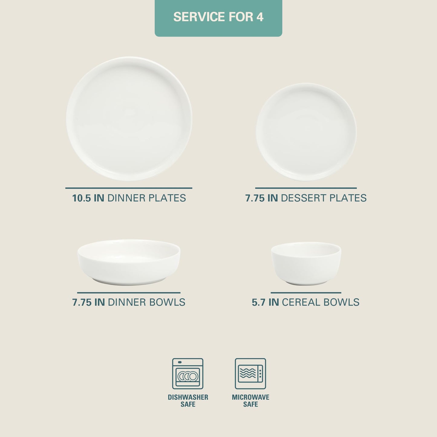Gibson Home Oslo Porcelain Chip and Scratch Resistant Dinnerware Set, Service for 4 (16pcs), Ceramic Plates and Bowls Dishes Sets, White - Microwave and Dishwasher Safe