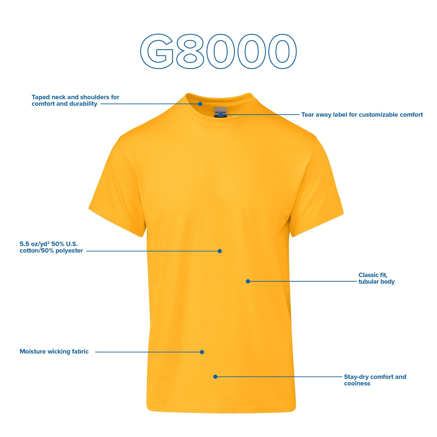 Gildan Unisex Adult Dryblend T-shirt, Style G8000, Multipack Shirt, Dark Heather (2-pack), Large US
