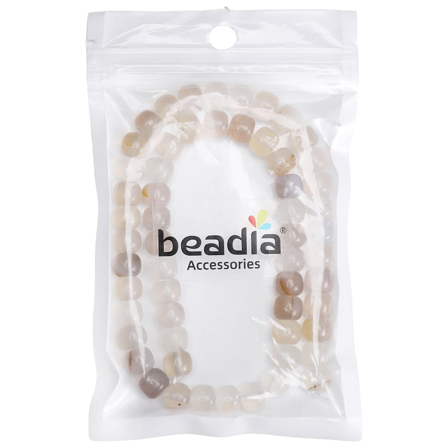 BEADIA Natural White Agate Flat Cut Round Drum Stone 8mmx7mm Loose Semi Gemstone Beads for Jewelry Making 38cm