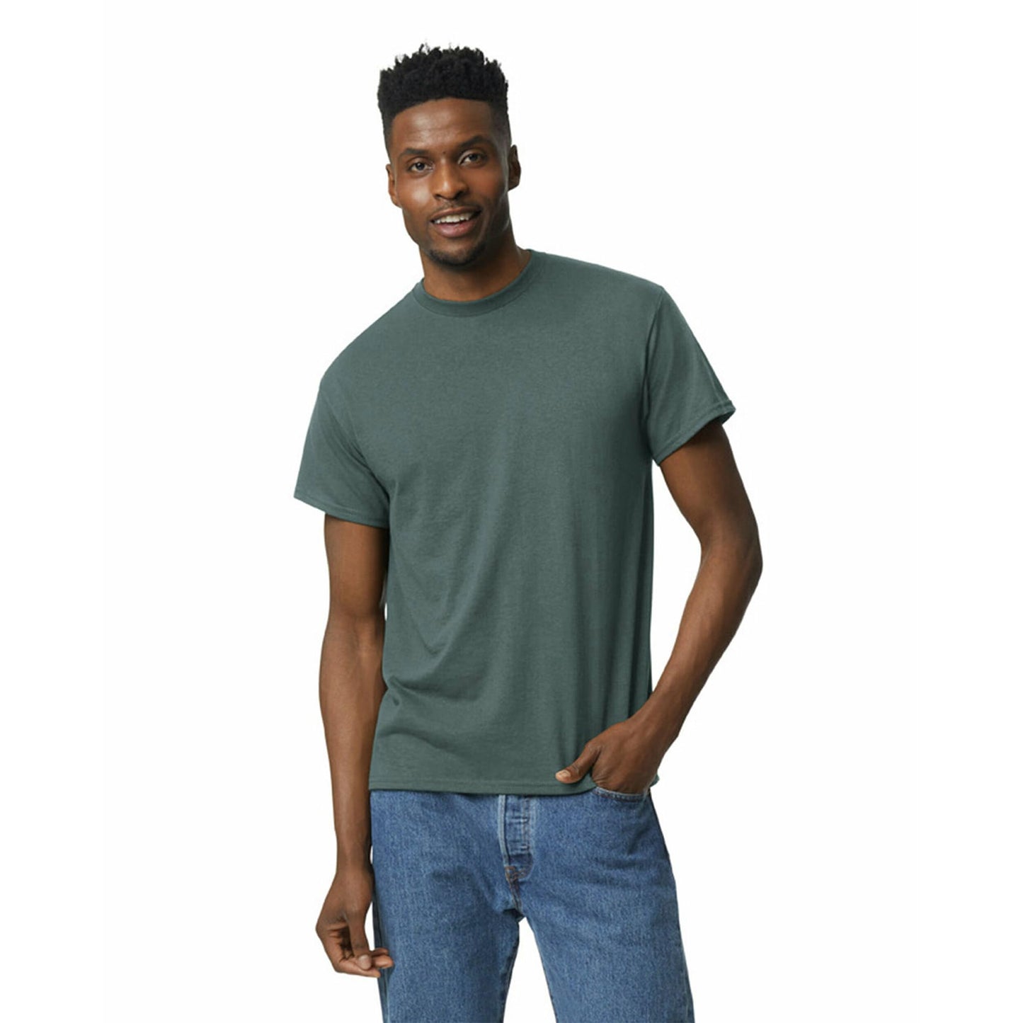 Gildan Unisex Adult Dryblend T-shirt, Style G8000, Multipack Shirt, Dark Heather (2-pack), Large US